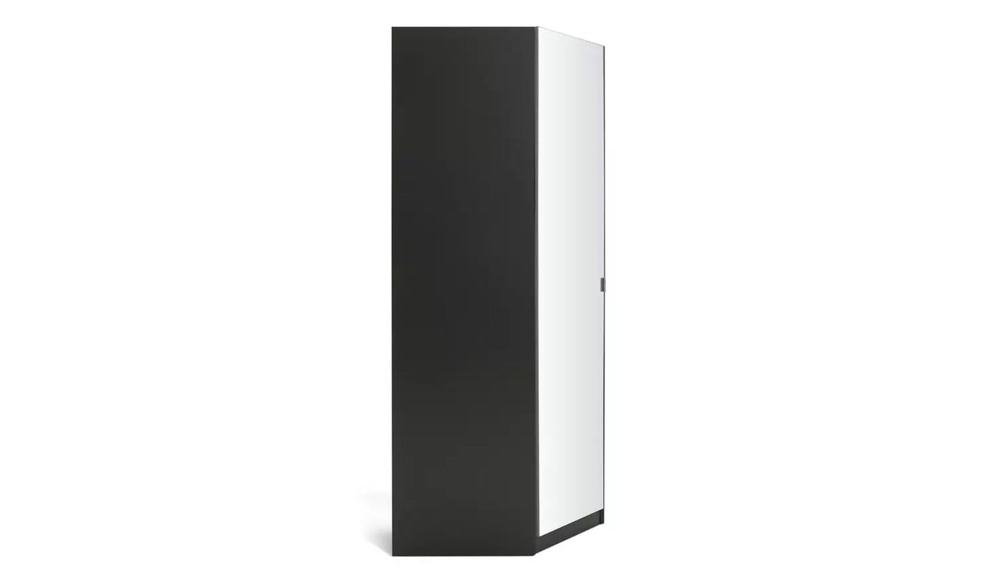 Habitat Munich Corner 1 Door Mirror Wardrobe - Anthracite